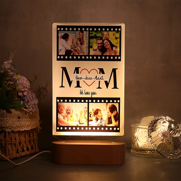 Personalized 4 Photos Acrylic Night Light Storyboard Lamp for Mom