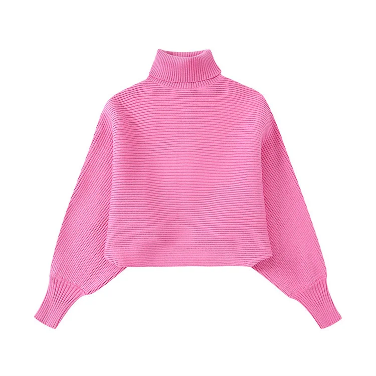 New Simple Pink Long Sleeve Sweater Two Piece Set