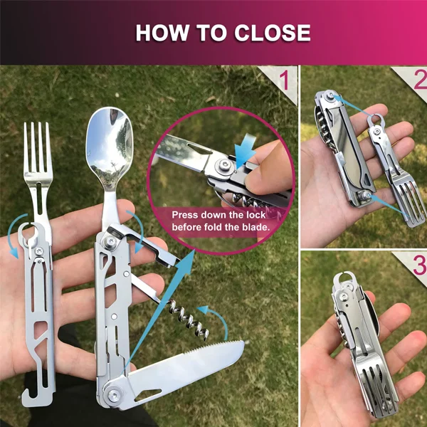 SAKER&reg; 6-in-1 Camping Flatware Set