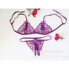 Churchf Women's Brocing Breast Transparent Lace Extremely Sexy Three-Point Real Adult Lingerie Suit Seduction Clothing