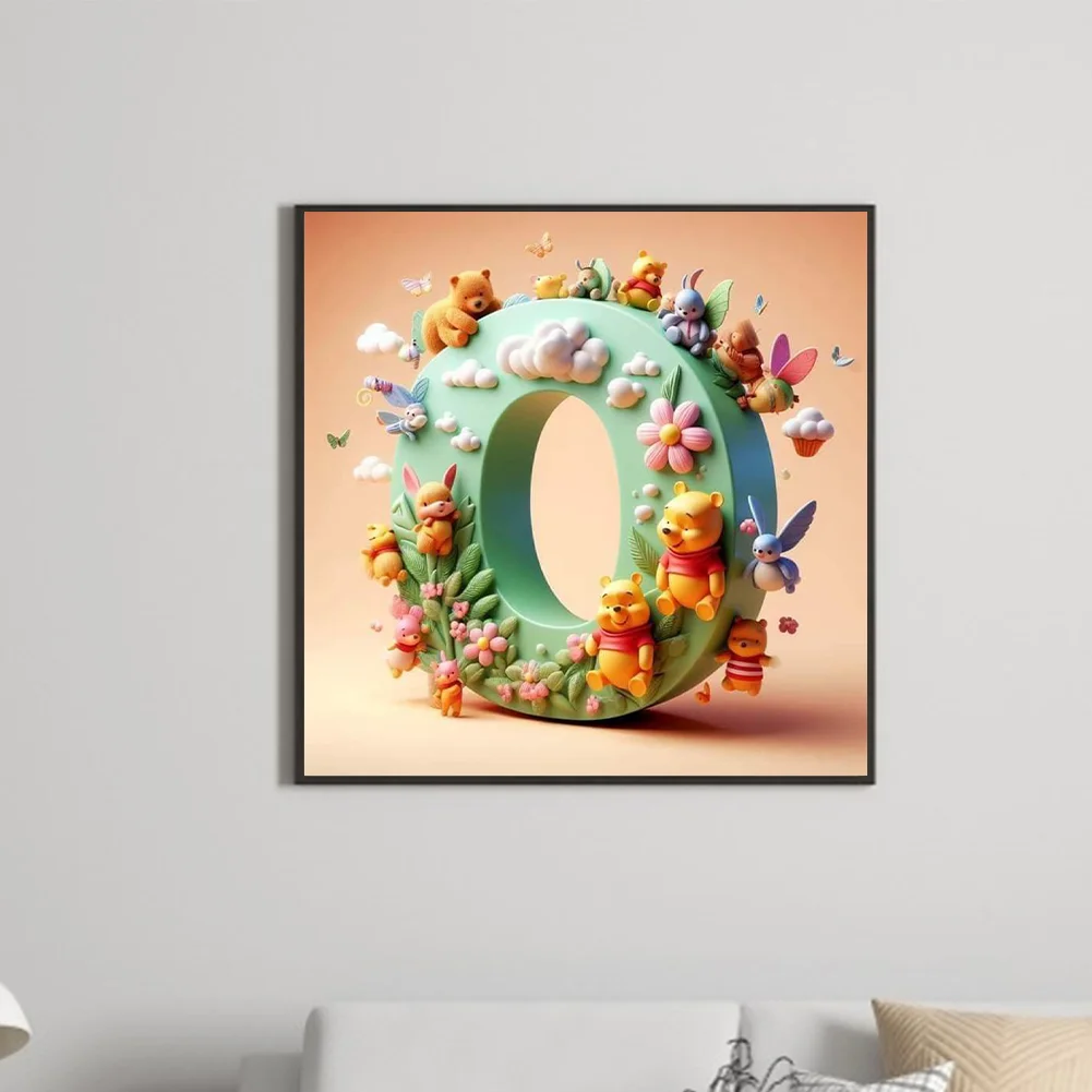 Full Round Diamond Painting 30*30cm - Winnie The Pooh'S 26 Letters O