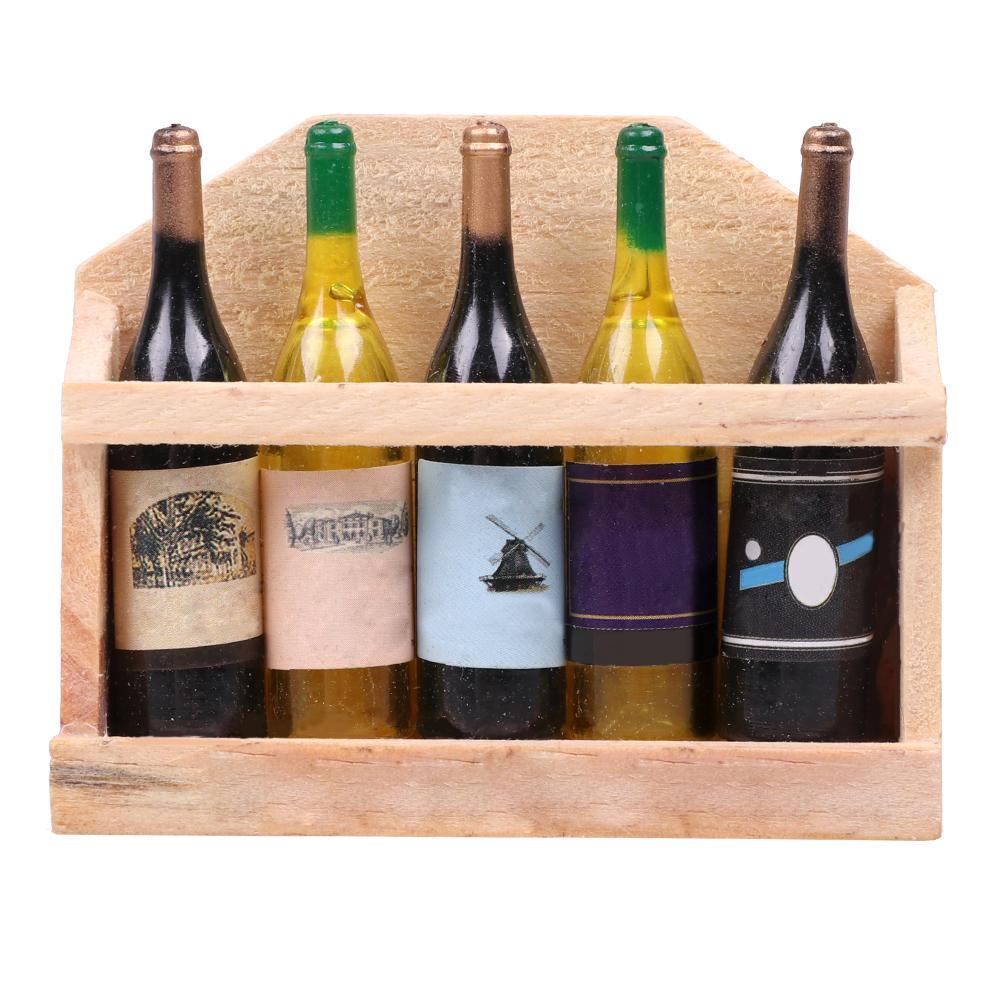 

Mini 5 Plastic Wine Bottles Wooden Log Refrigerator Sticker Fridge Magnet, 501 Original