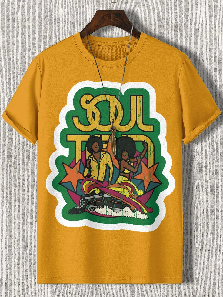 Men's Soul Train Soul Music Print Cotton Casual T-Shirt
