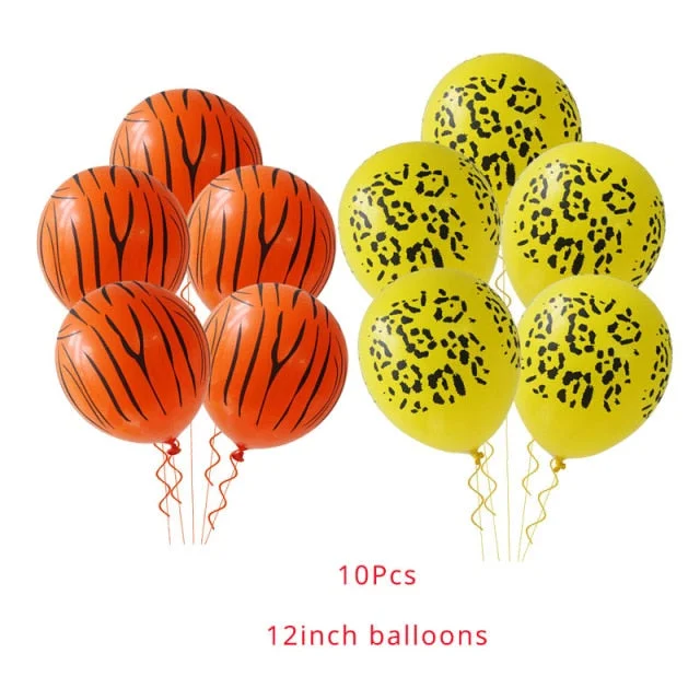 Jungle Animal Party Monkey Lion Foil Balloon Safari Birthday Party Decoration Kids Disposable Tableware Cake Toppers Baby Shower