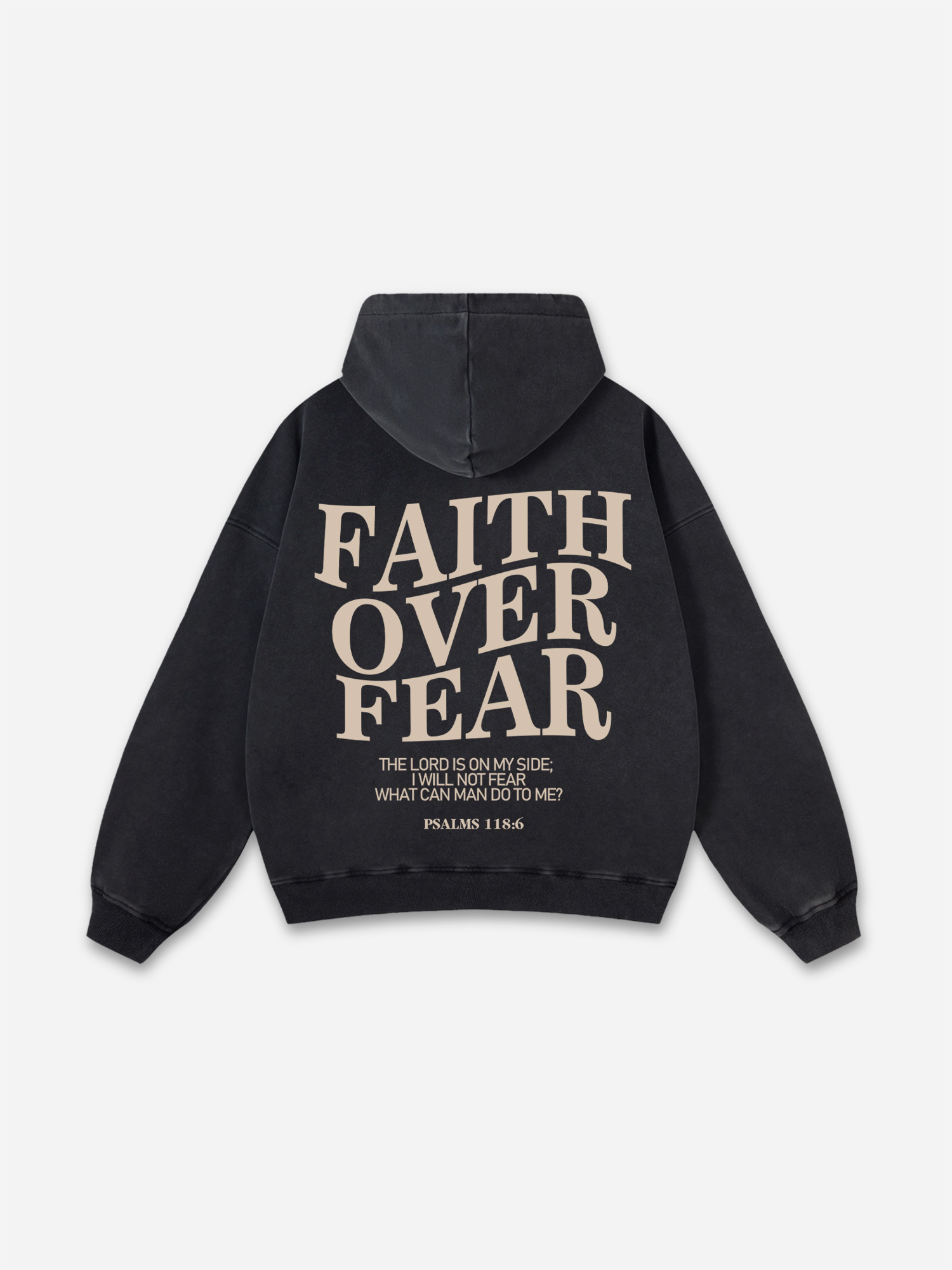 Vintage Faith Over Fear Graphic Acid Washed Oversized Hoodie