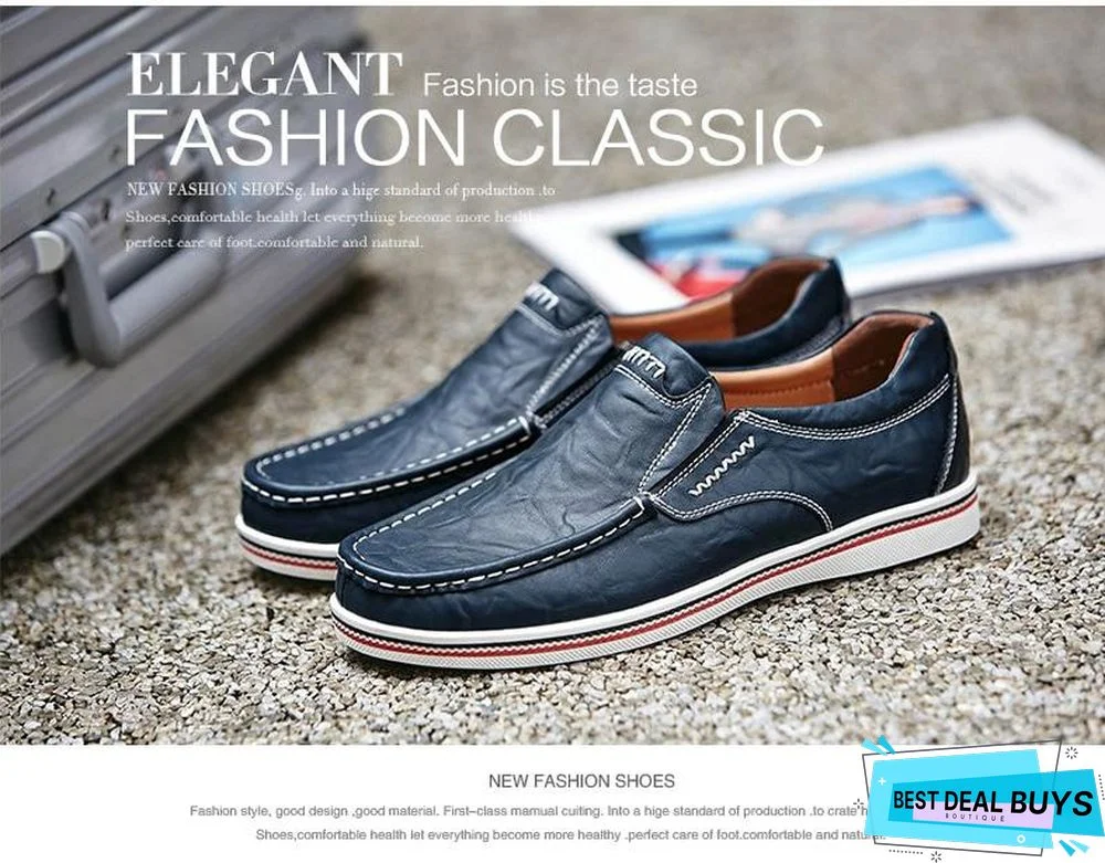 Leather Boat Shoes Casual Flats Moccasins Homme Driving Loafers Shoes Slip On Shoes