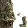 Bird Feeding Sculpture with Hidden Hang Hole Ancient Tree Bird Feeder Resin Birds Feeding Station Ornament for Patio/Backyard/Balcony