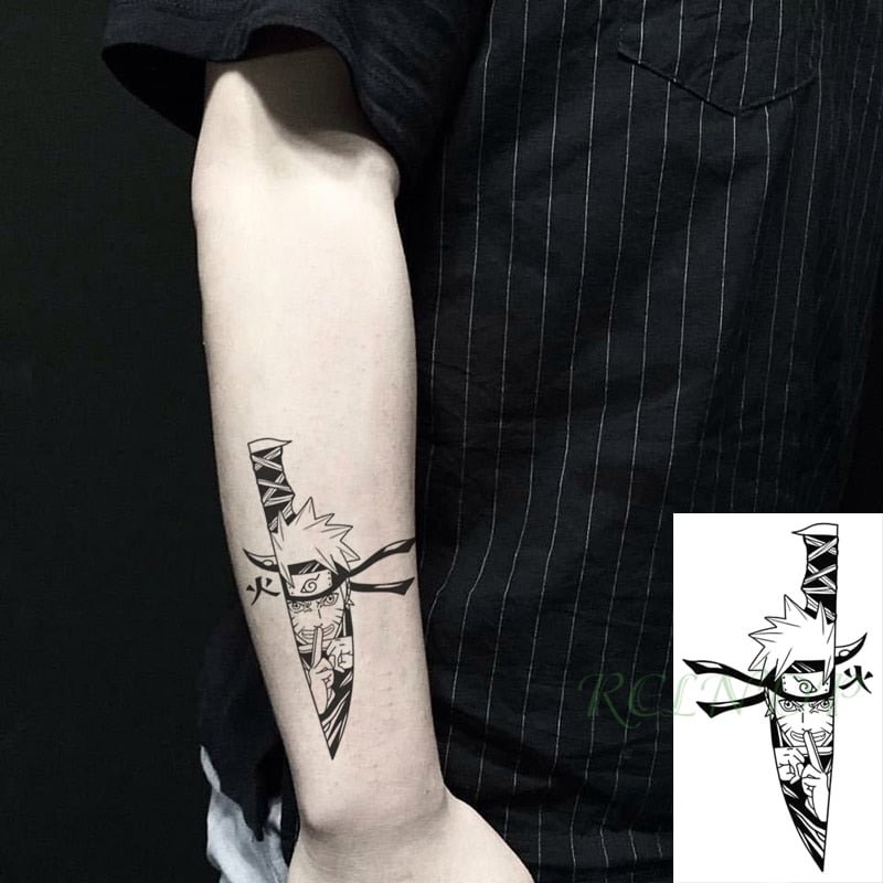 Waterproof Temporary Tattoo Sticker Cartoon anime Boy Knife Tatto Flash Tatoo Fake Tattoos Small Size Art for Kids Men Women
