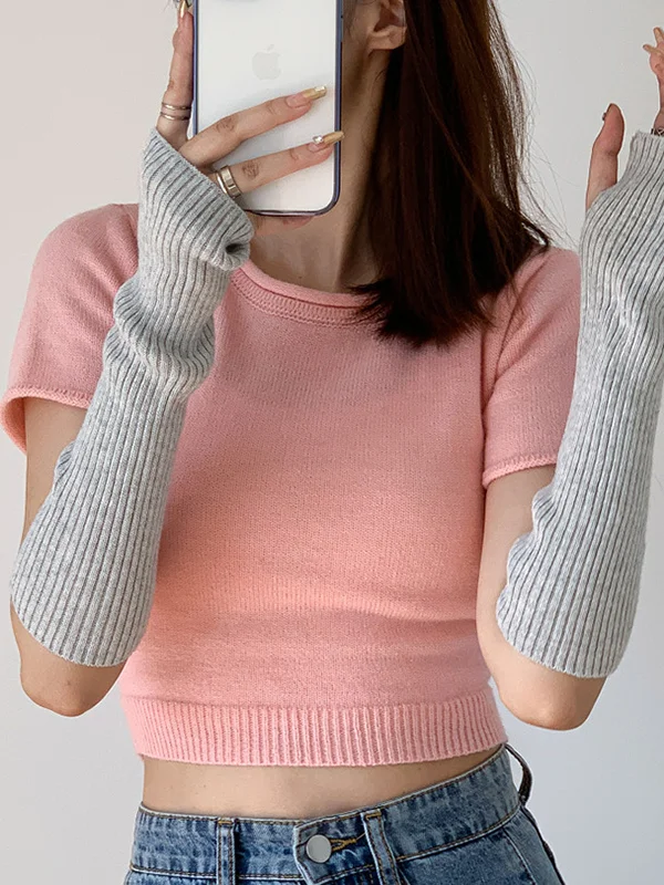 Casual Wool Knitting Keep Warm Solid Color Arm Warmers Accessories