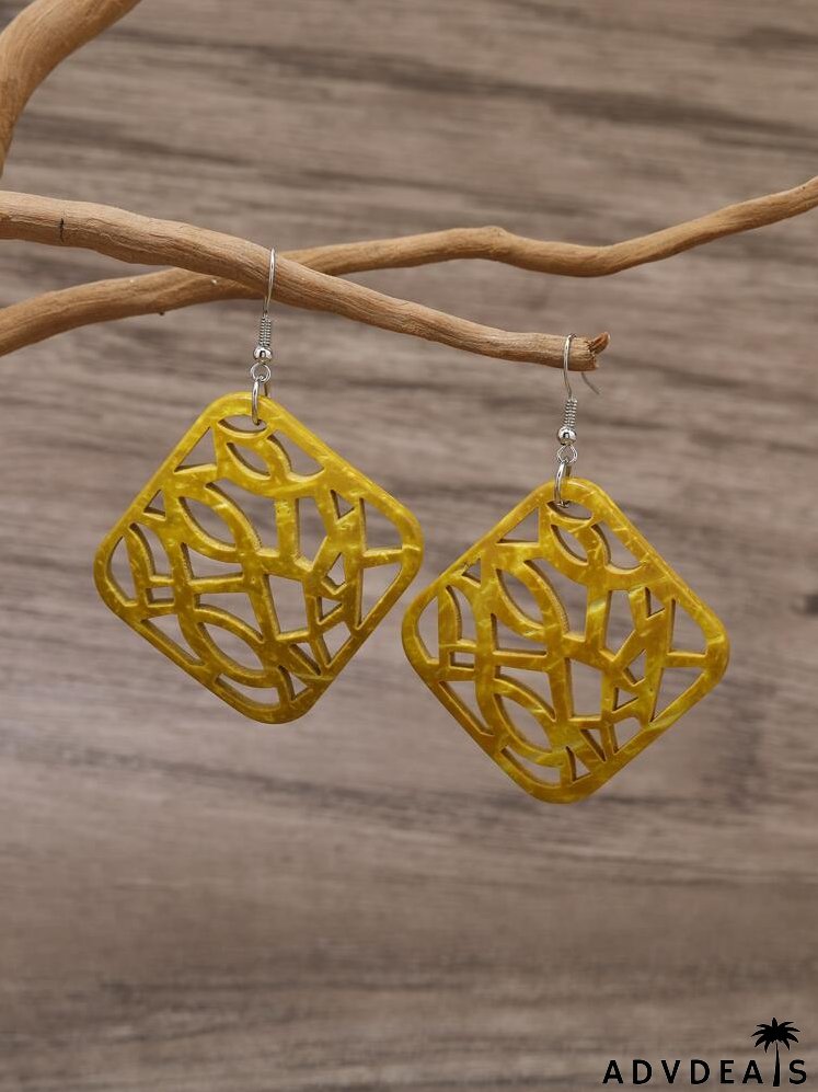 Hollow Out Square Drop Earrings