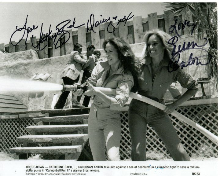 CATHERINE BACH and SUSAN ANTON signed 8x10 CANNONBALL RUN II 8x10 Photo Poster painting