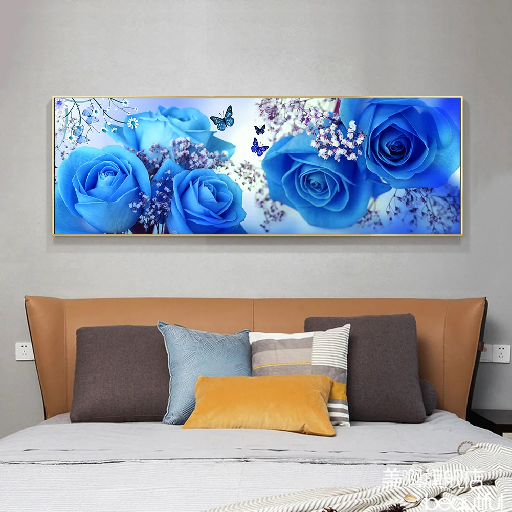 Diamond Painting - Full Round Drill - Bule Rose(80*40cm)
