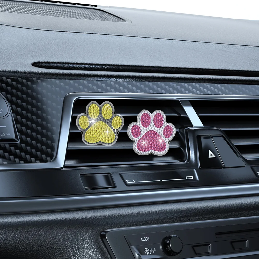 6Pcs Dog Paw Diamond Painting Car Air Vent Clips Car Decor for Women Girls