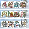 (US Local)12Pcs Christmas Snowman DIY Diamond Painting Card for Friends Family Gift