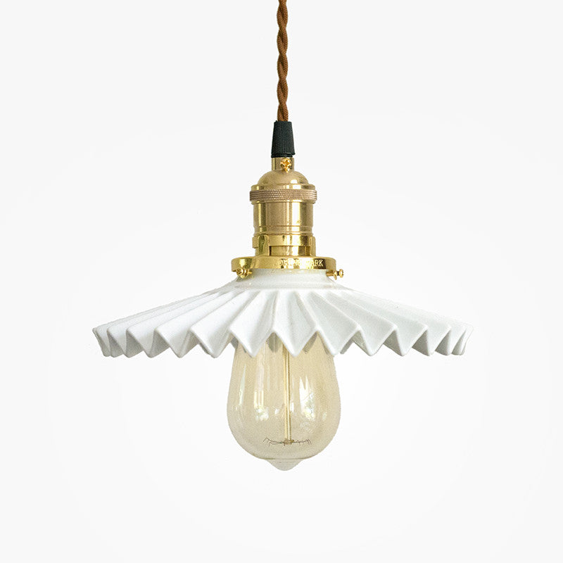 Ceramic Fluted Shade Brass Fitting Pendant Light