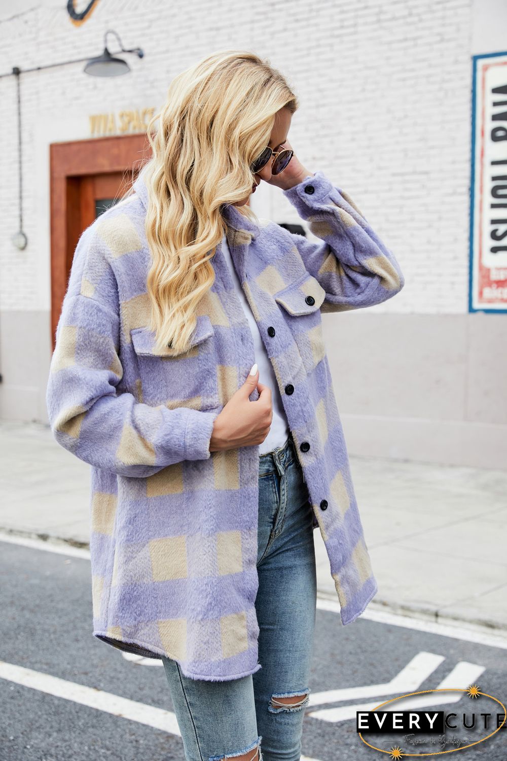 Collar Button Down Thick Shacket Jacket