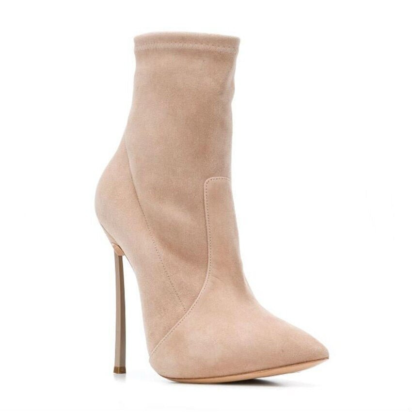 2020 New Socks Boots women Stretch Fabric Pointed toe Ankle boots high heels 11CM basic High Boots Sexy Pumps women shoes