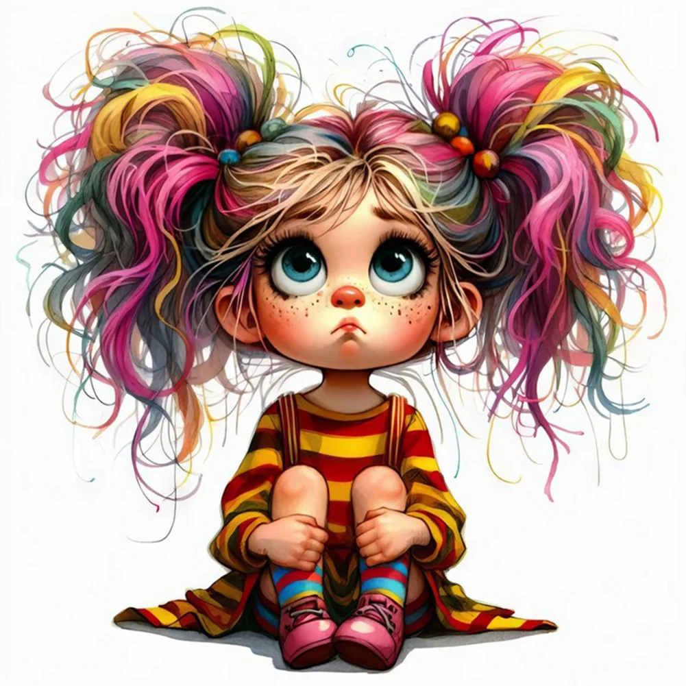 11CT Full Stamped Cross Stitch - Girl(Canvas|40*40CM)