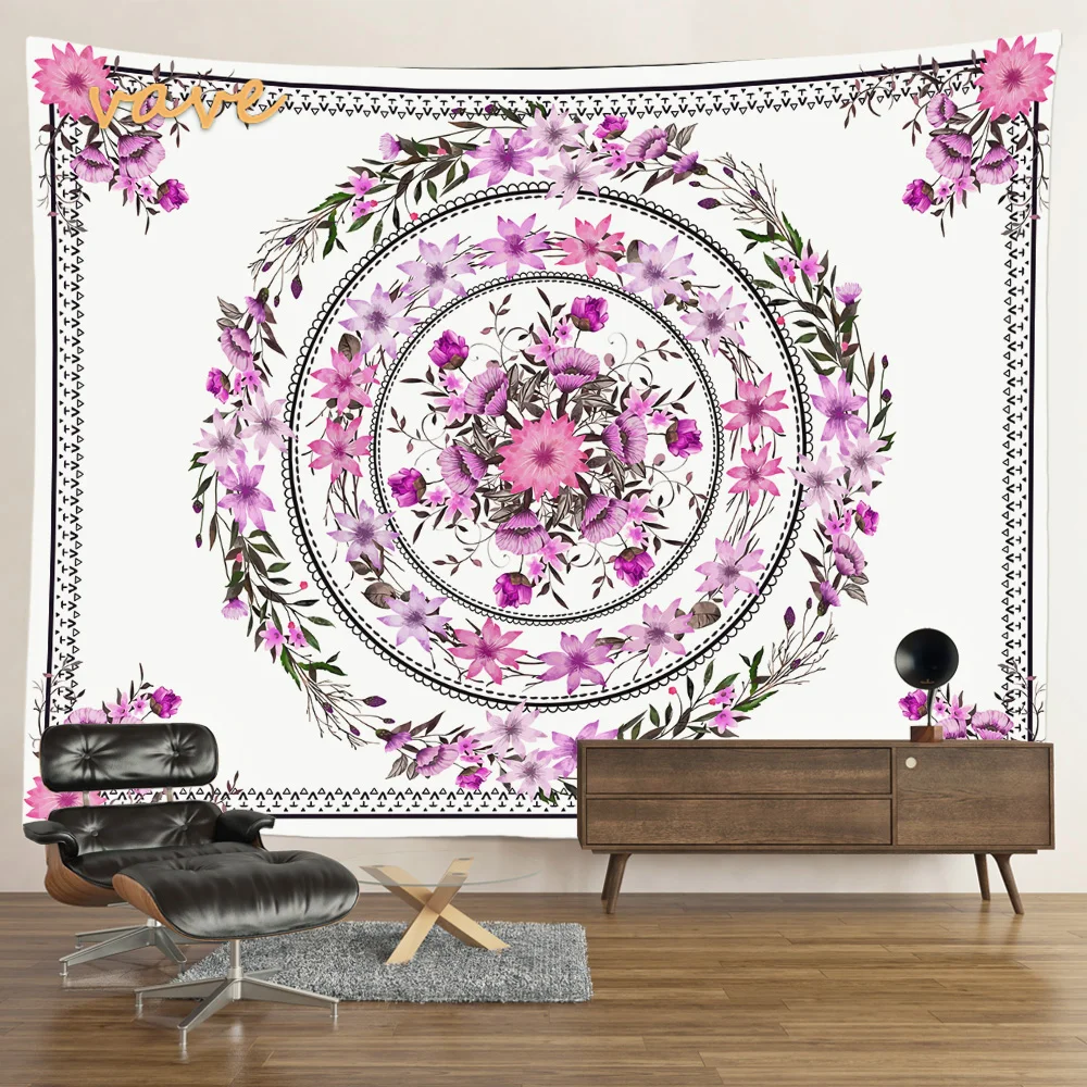 Nigikala Phase Tapestry Black and White Wall Hanging Boho Hippie Mandala Cloth Fabric Tapestry Flower Aesthetic Room Dorm Decor