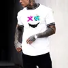 Men's Fashion Smiley Pattern Print Color Matching Casual Short Sleeve T-Shirt by Inlyline