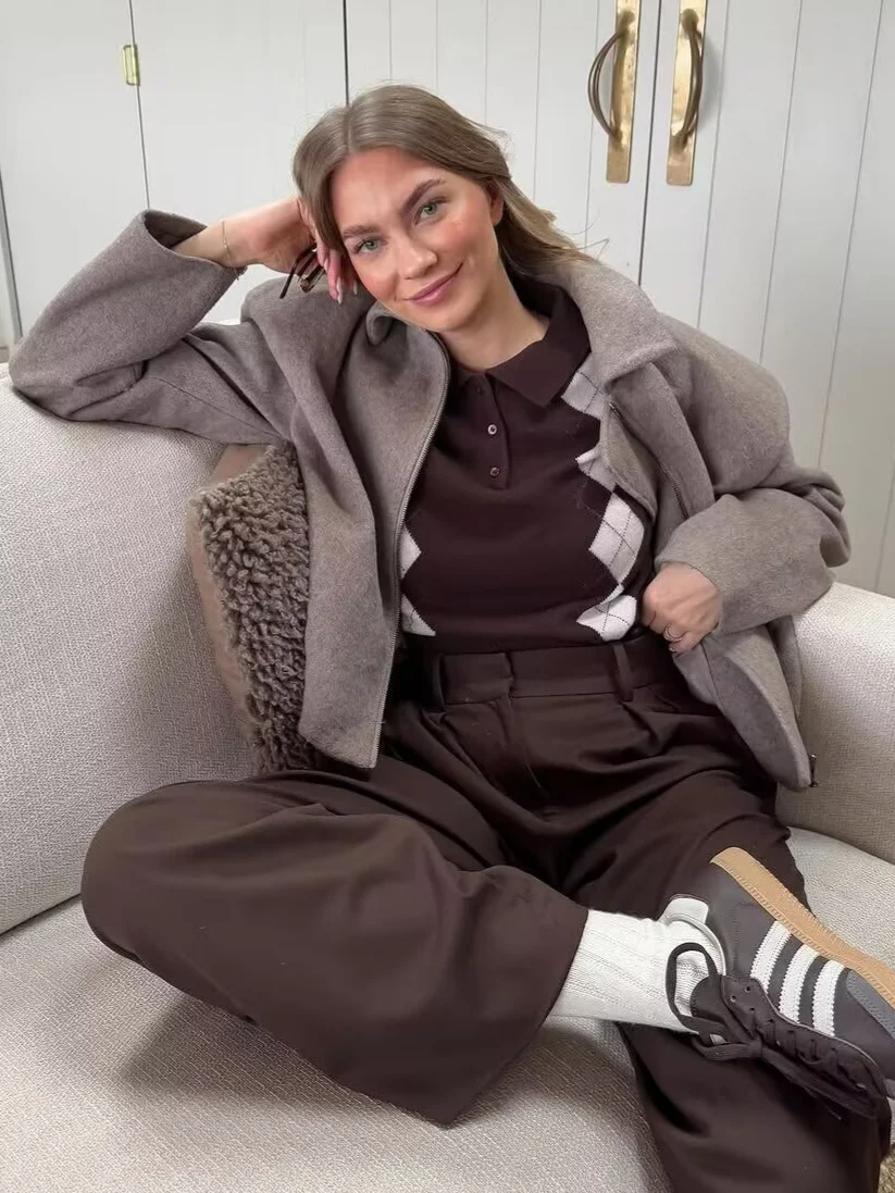 Nigikala Nigikala Fashion Casual Collar Short Soft Zipper Hair Coat Women A125010