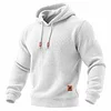Men's Quilted Waffle Outdoor Sports Solid Color Long Sleeve Daily Tops Hoodie by Inlyline