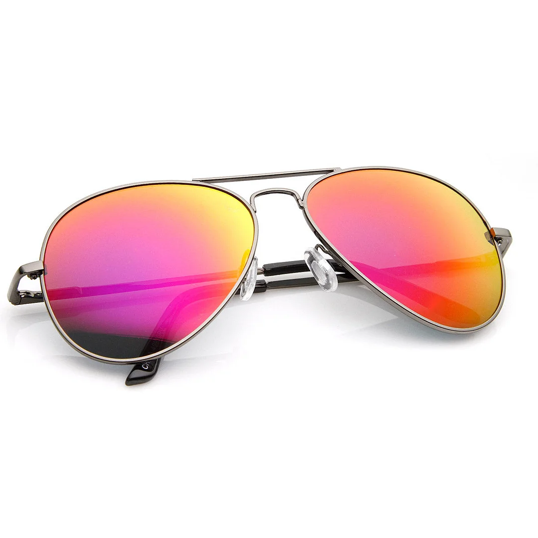 Premium Classic Metal Frame Flash Mirror Lens Aviator glasses