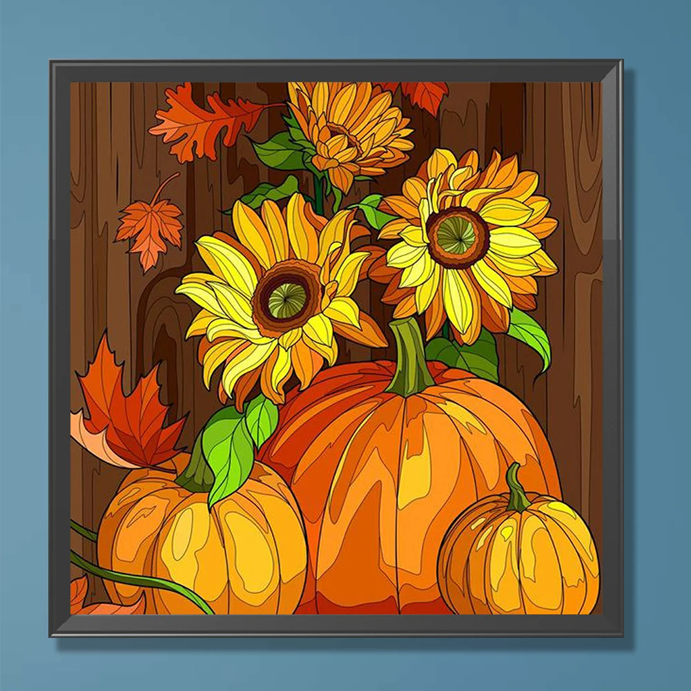 Full Round Diamond Painting 30*30cm - Pumpkin And Sunflower