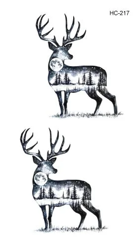 25 Different Waterproof Temporary Tattoo Stickers Fawn Deer Head Fake Tatto Geometric Animal Flash Hand Tatoo For Women Men