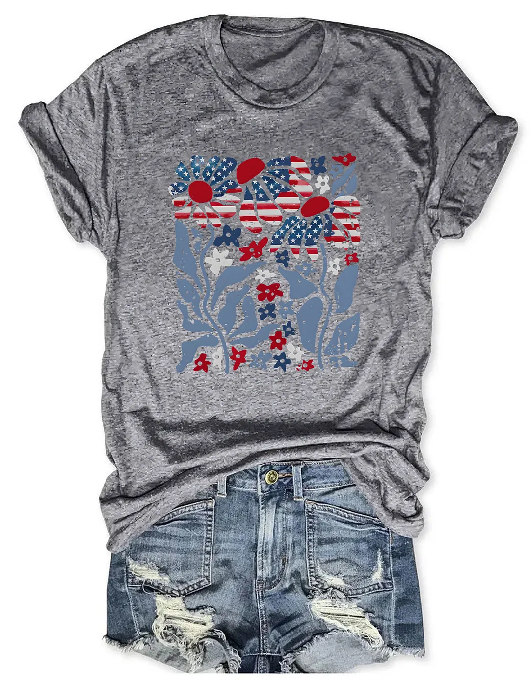 American Flag Floral T-shirt
