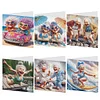 (US Local)6Pcs Cute Old Lady DIY Diamond Painting Greeting Card for Holiday Party Favors