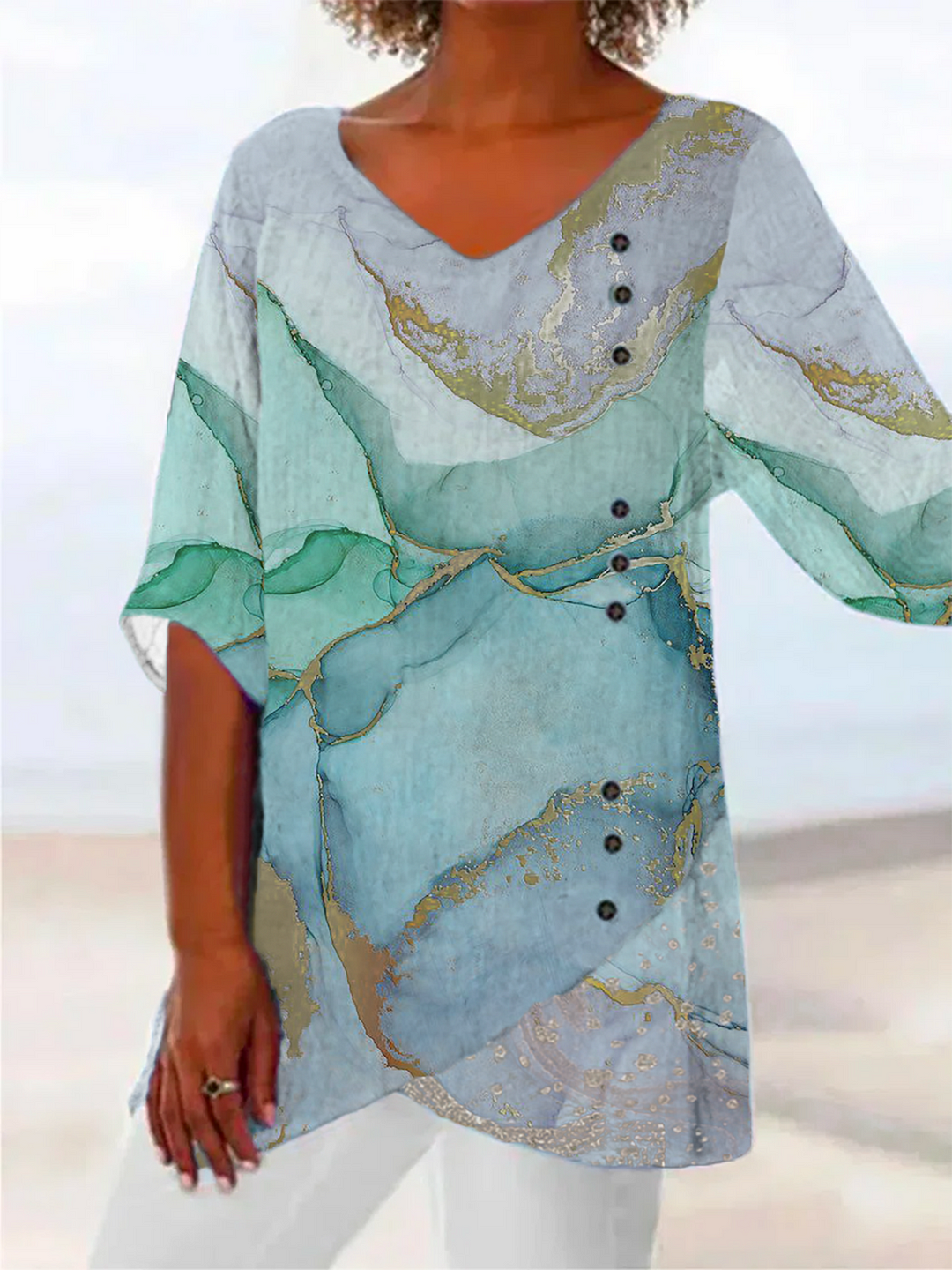 Abstract Art Printed Breathable Casual Tops
