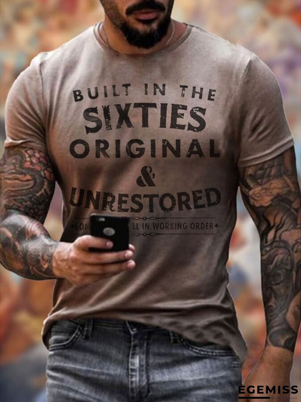 Casual Short Sleeve Digital Printing Slim Fit European and American Personalized Men's T-shirt | EGEMISS