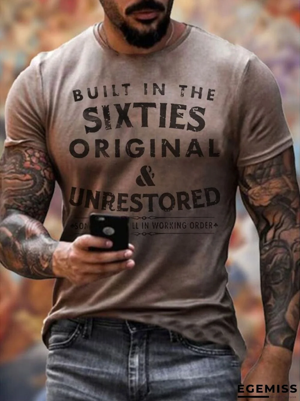 Casual Short Sleeve Digital Printing Slim Fit European and American Personalized Men's T-shirt | EGEMISS