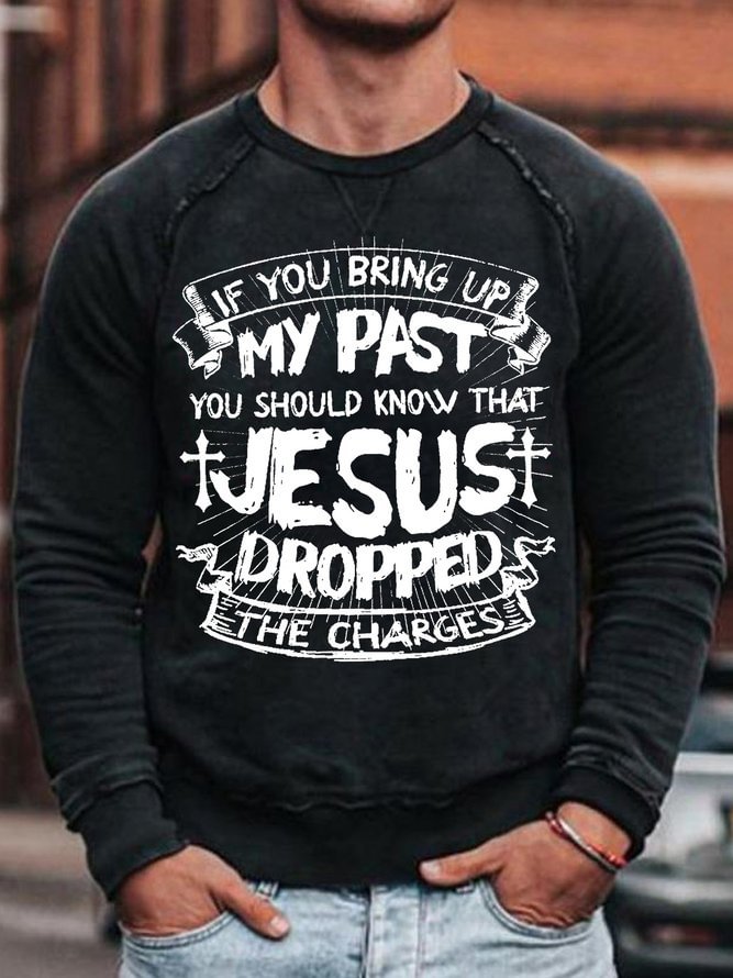 Mens Jesus Letters Casual Sweatshirt