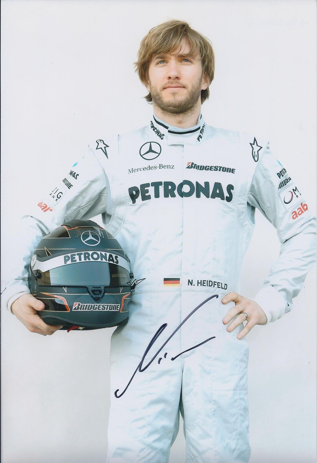 NICK HEIDFELD Signed Mercedes Portrait Autograph F1 12x8 Photo Poster painting AFTAL COA