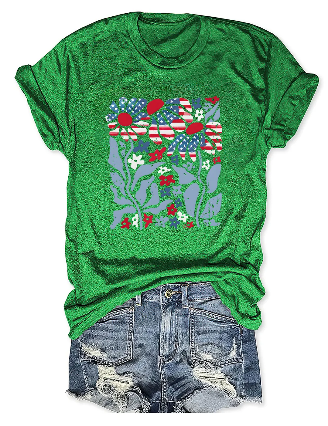 American Flag Floral T-shirt