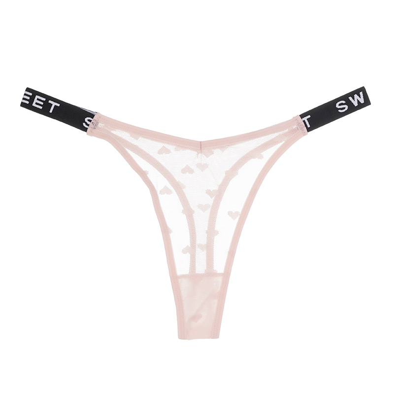 Cnneeds Low Waist Sexy Panties Women Thongs Letter G-string Sports Fitness Hollow Out T-back Female Lingerie Mesh Underpants Underwear