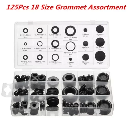 Dronehint 125pc Rubber Grommet Firewall Wiring Cable Electrical Wire Gasket Assortment Kit (For: Mini) Parts