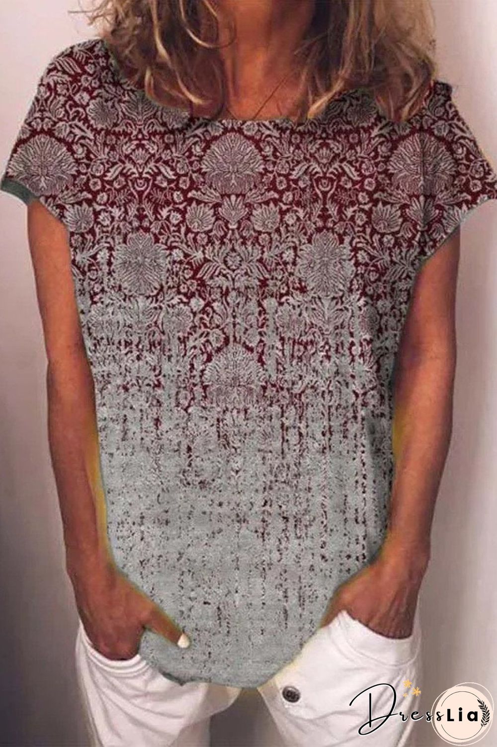 Vintage Round Neck Short Sleeve T-Shirt