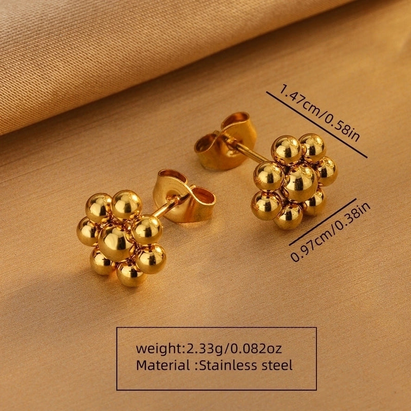 Minimalist Classic Style Streetwear Flower Petal 304 Stainless Steel 18K Gold Plated Flowers Earrings Necklace Jewelry Set