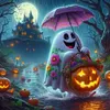 40x40cm Halloween Geist 5D DIY Vollbohrer Runde Diamond Malerei Kit Wohnkultur