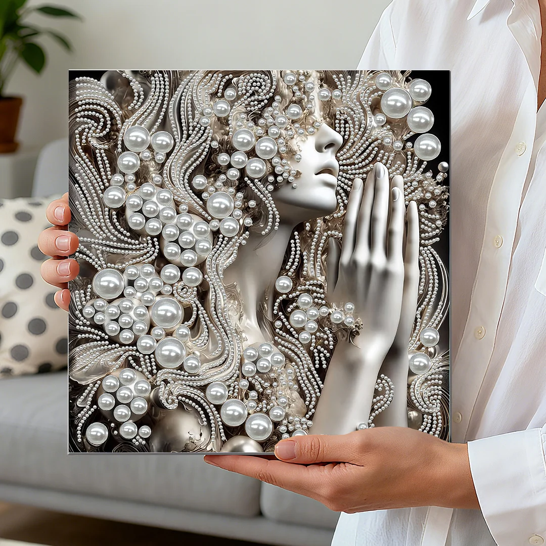 Pearl Praying Woman DIY Pearl Art Diamond Painting 30x30cm for Home Wall Decor