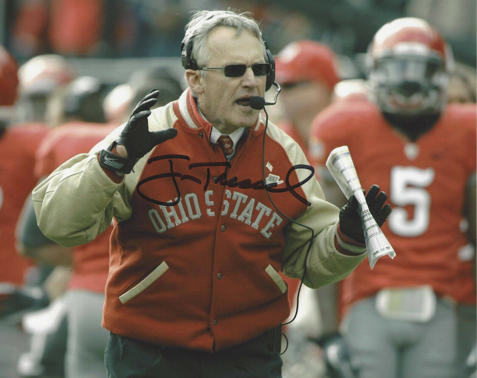 COACH JIM TRESSEL OHIO STATE BUCKEYES UNIVERSITY SIGNED 8x10 Photo Poster painting E w/COA OSU