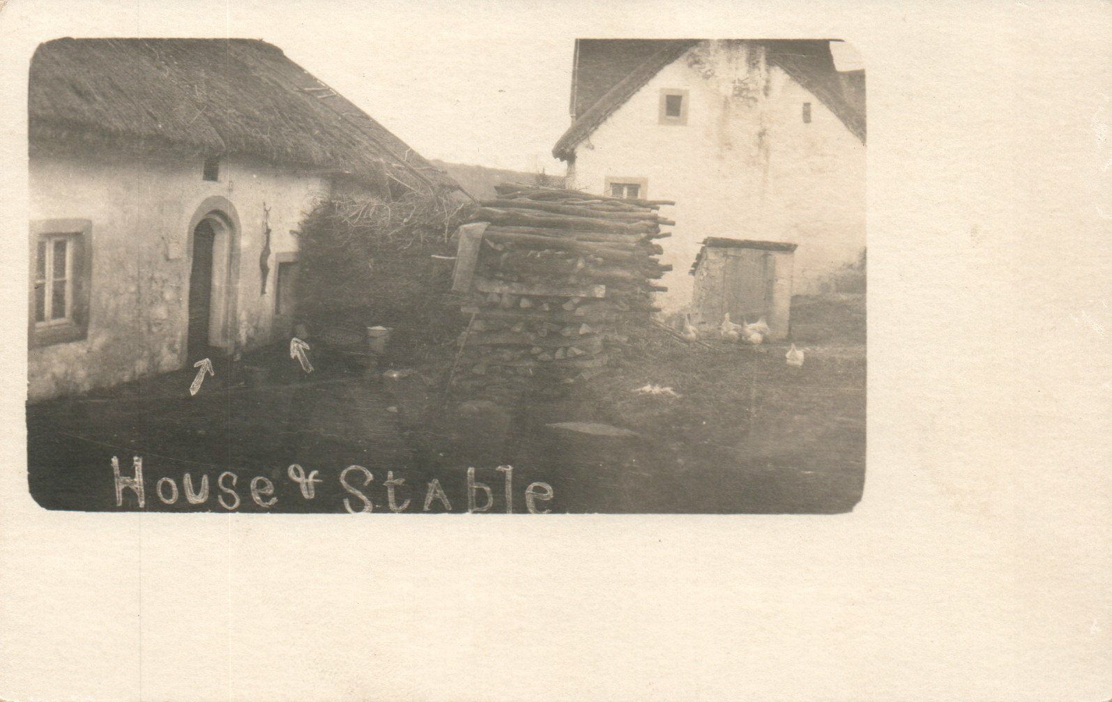 WWI WWII House and Stable Military Real Photo Poster painting RPPC Postcard