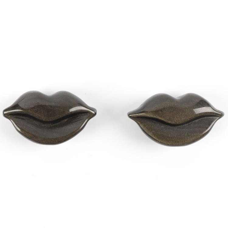Silver Obsidian Lips Carvings Model Bulk