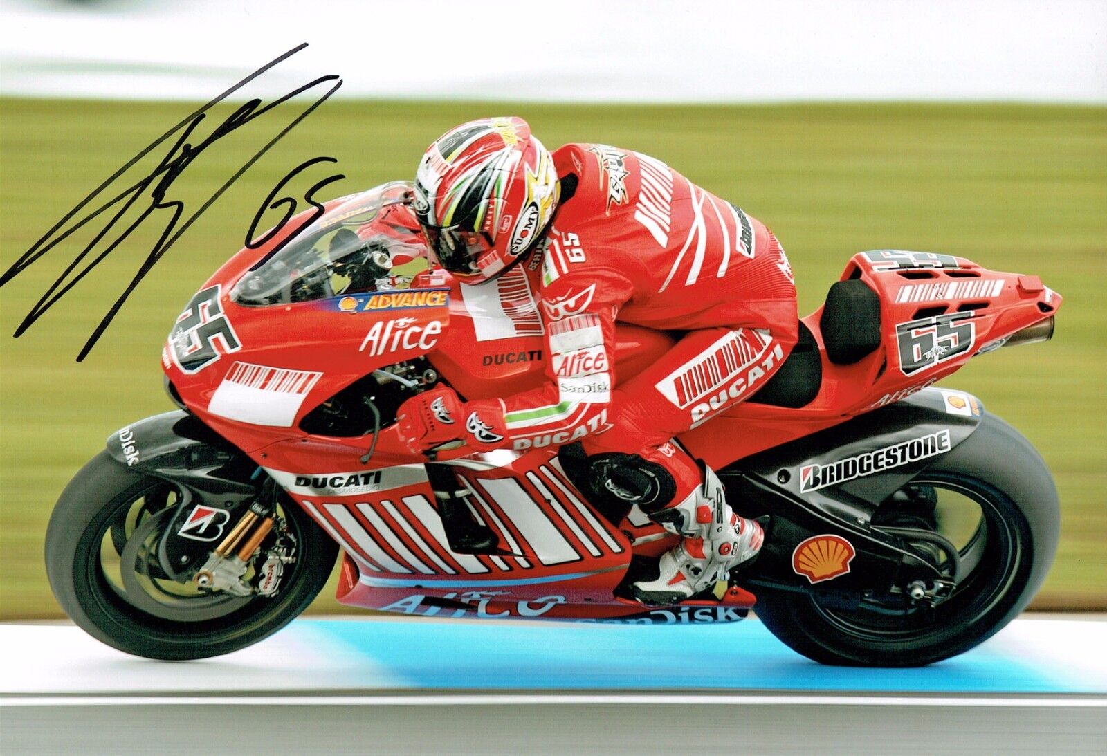 Loris CAPIROSSI SIGNED 12x8 Autograph Photo Poster painting DUCATI Rider #65 AFTAL COA