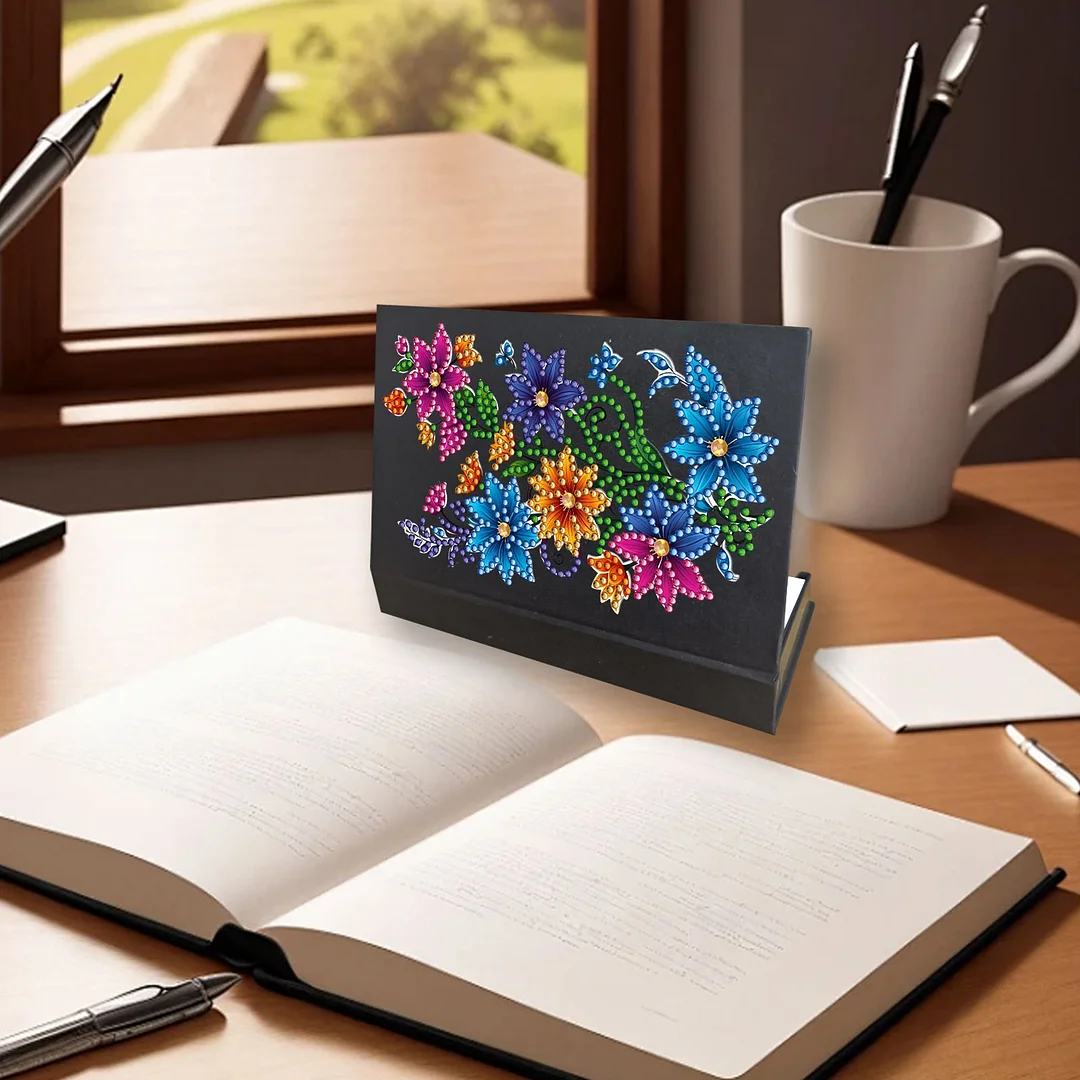5D DIY Rhinestone Art Painting Notebook Kit for Holiday Birthday Gift (Flower)