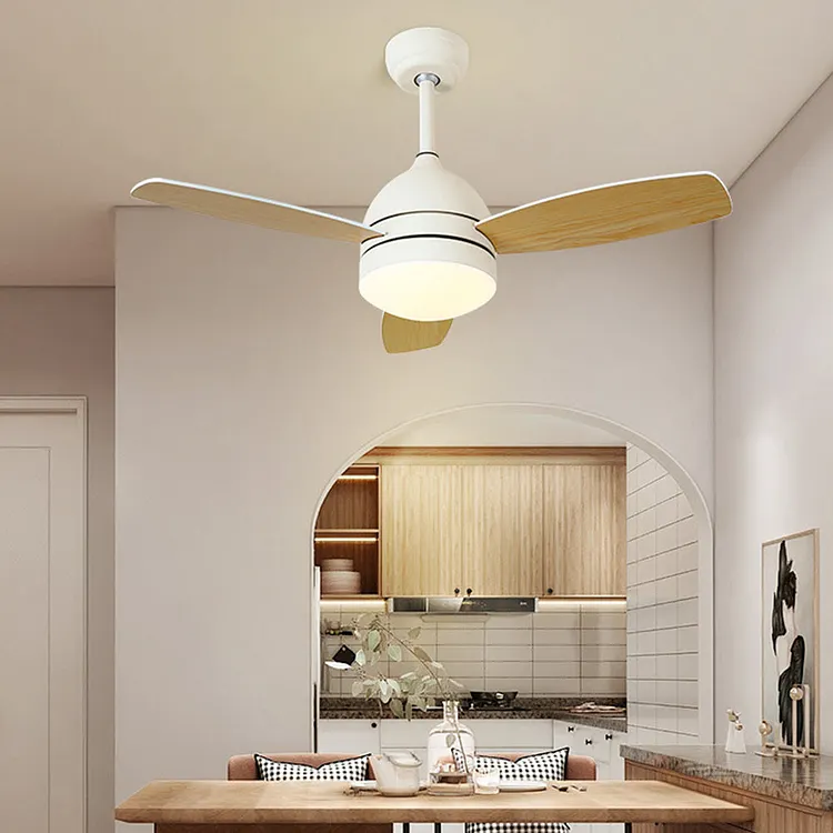 Haydn Modern Wood DC Ceiling Fan with Light & 2 Color 42''