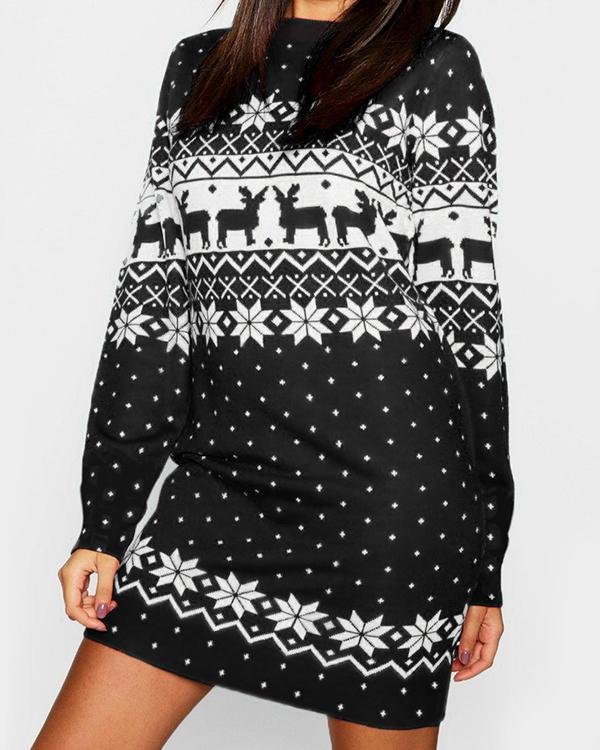 Christmas Print Mini Dress
